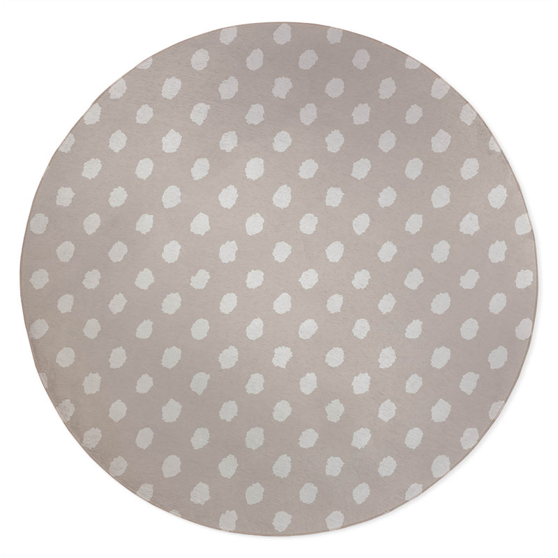 Grunge Dot Non-Slip Outdoor Rug, Round 5'