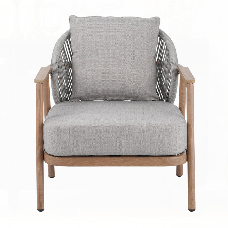 Outdoor Rope Club Chair With Cushion, Natural, Taupe
