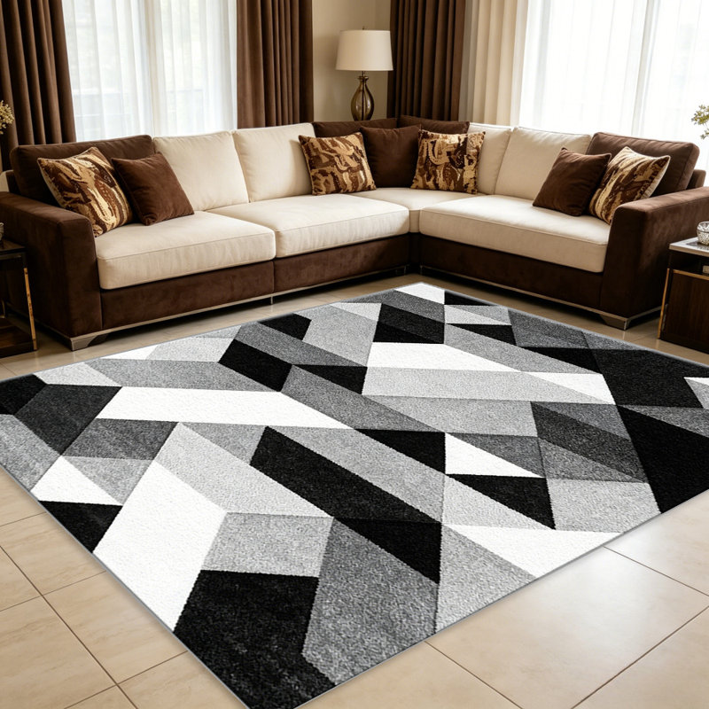 Black and White Cube   area rugs for Living Room, Soft and Comfortable, Suitable for all seasons, easy to maintain, machine washable Indoor floor mat, Under Table Farmhouse suitable for Bedroom, Dining Room, Study,  Balcony, Home Decor Patio