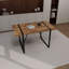 Table de salle à manger 55 po à grain de bois rustique avec supports en métal, facile à assembler