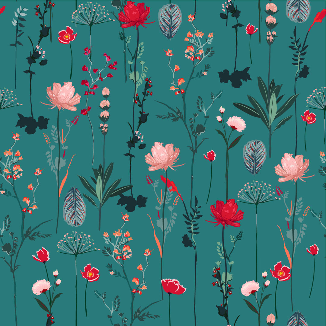 Wildflowers Wallpaper Peel & Stick Floral Tile Red Barrel Studio®