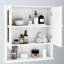 Armoire murale de salle de bain moderne avec portes à double miroir - Options de tablettes réglables peintes en blanc et peu encombrantes