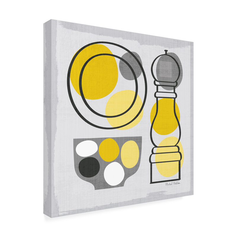«Modern Kitchen Square II Yellow» par Michael Mullan - peinture sur toile tendue, H 35 po x l 35 po x P 2 po
