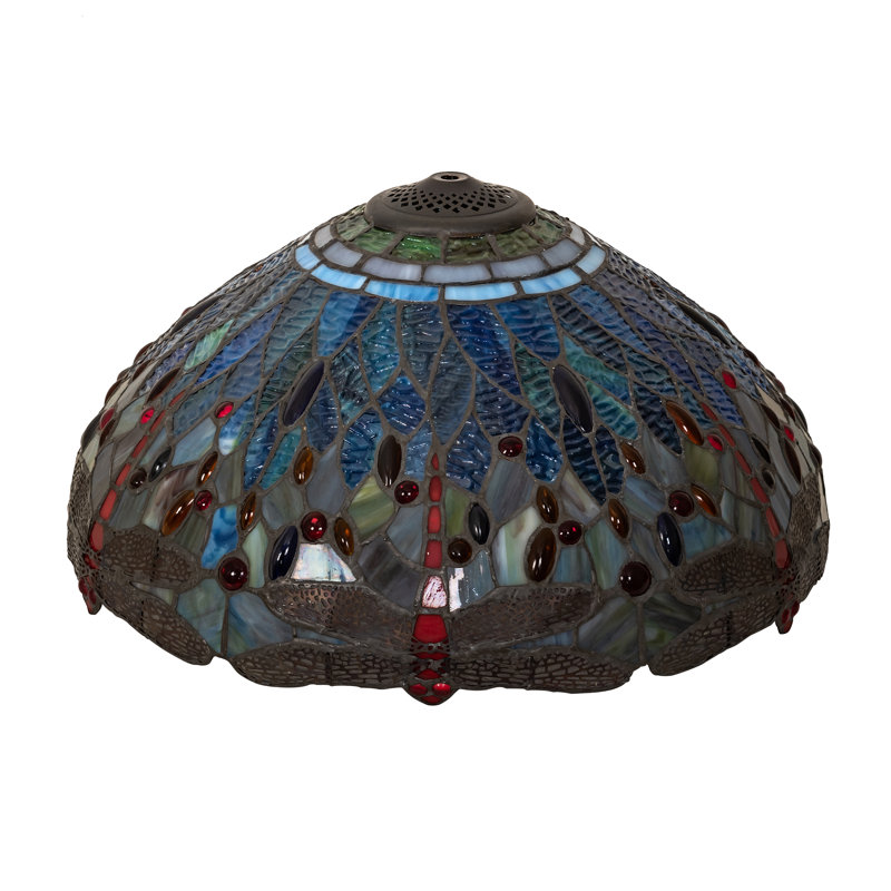 18" Wide Tiffany Hanginghead Dragonfly Shade, Green/Blue/Red/White