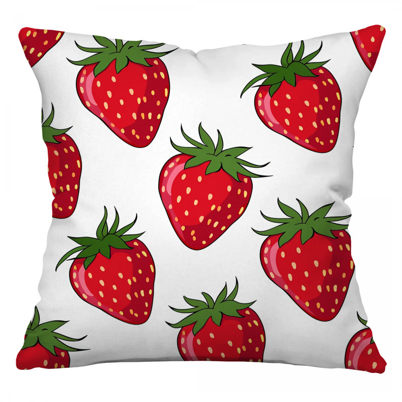 Coussin Strawberries, Carré 14 po