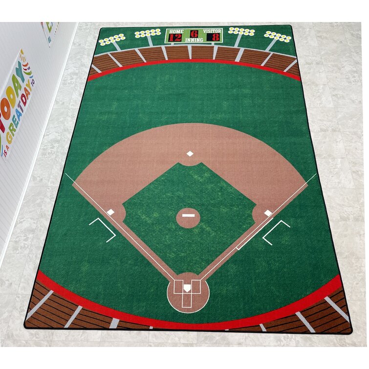  Baseball Area Rug 3x5 Sports Game Accent Rug Baseball