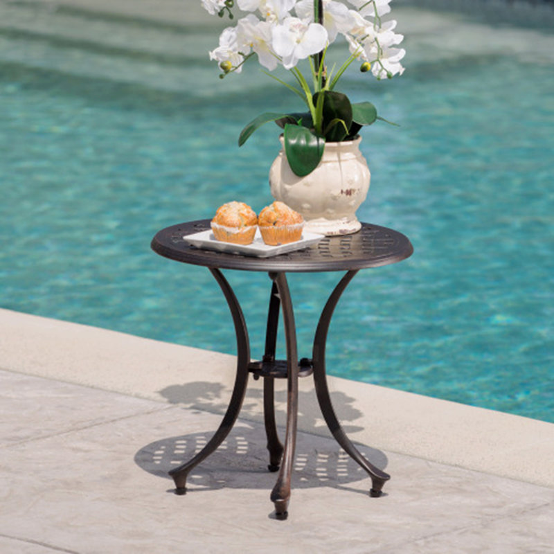 Outdoor 19" Cast Aluminum Side Table