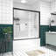 Pare-baignoire double coulissant avec largeur réglable de 56 à 60 po, verre trempé de 6 mm de 1/4 po, poignée en acier inoxydable, angle de sécurité, cabine de douche silencieuse de 58 po de hauteur, roulettes transparentes pour sourdine, montage facile-121157406