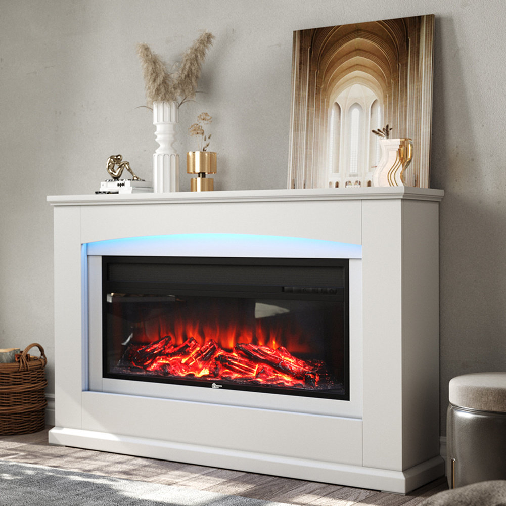 Luisa Fires & Fireplaces 122cm W Electric Fire with Multi-Color Flame