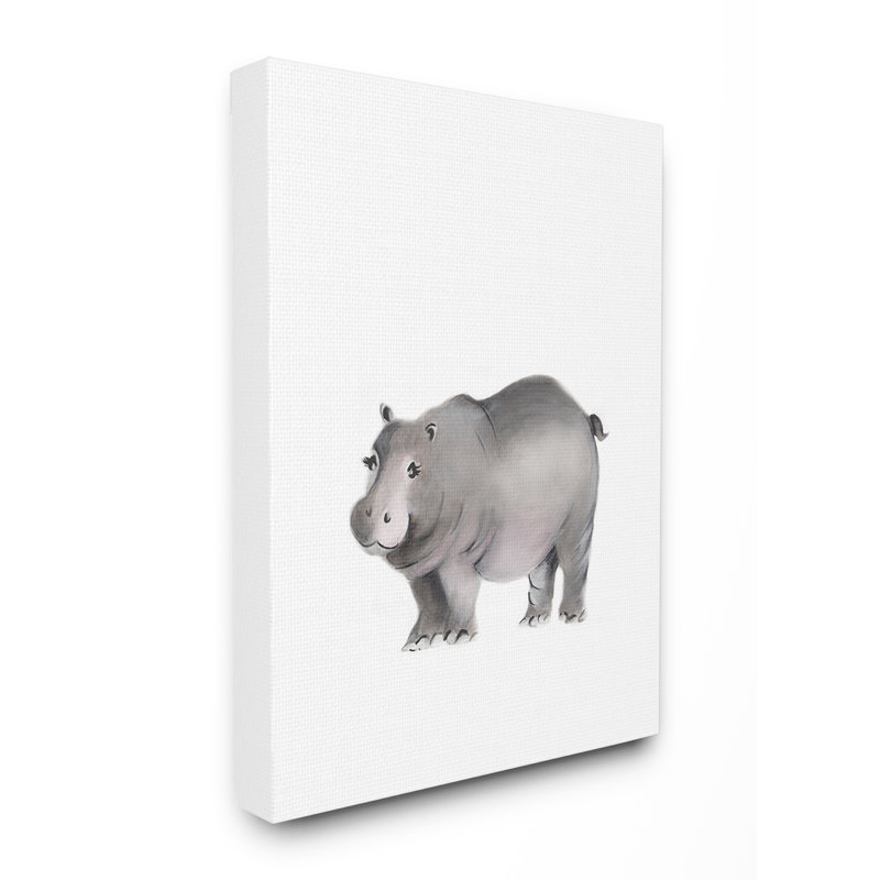 Art sur toile, hippopotame Gupton, Toile tendue, H 40 po x l 30 po x P 1,5 po