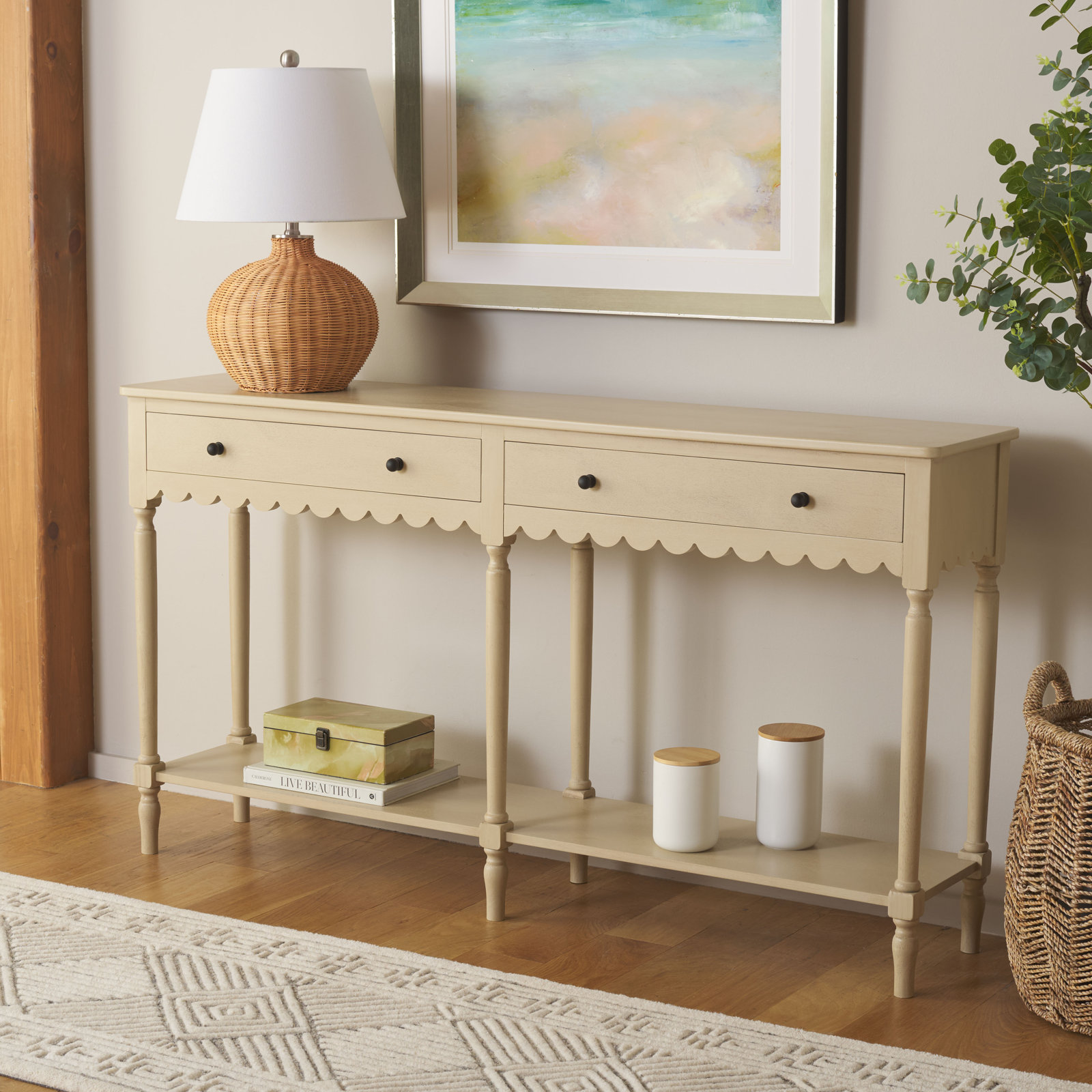 Branden 2-Drawer Console Table, Natural