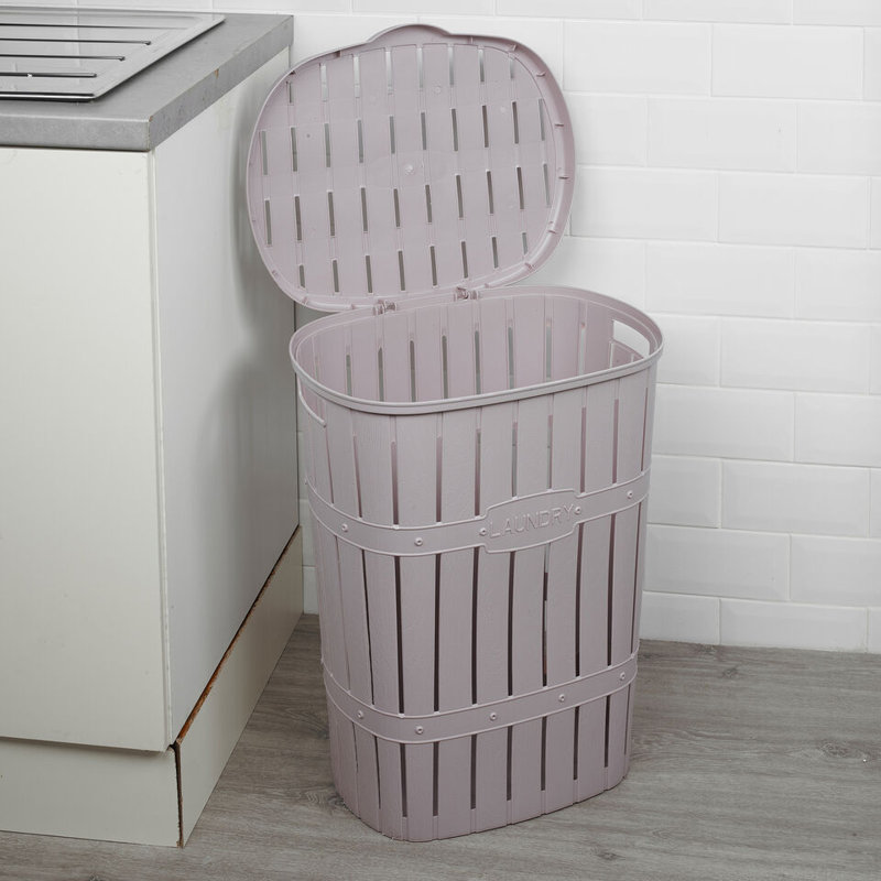 Plastic Laundry Basket with Handles, Purple