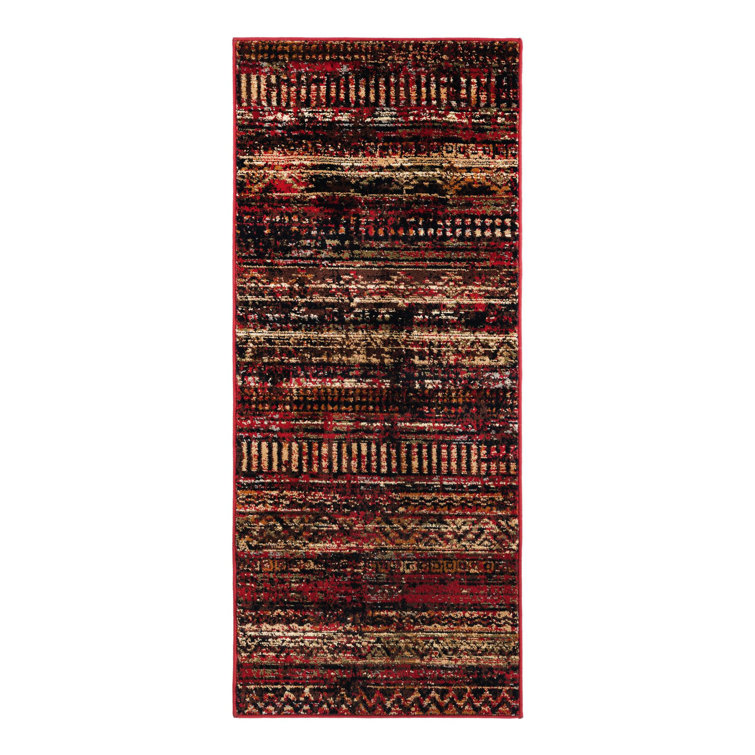 Blakely Geometric Area Rug in Burgundy/Brown/Black