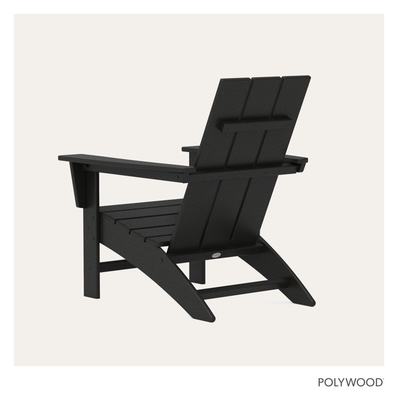 Jamarion HDPE Plastic Outdoor Adirondack Chair, Black