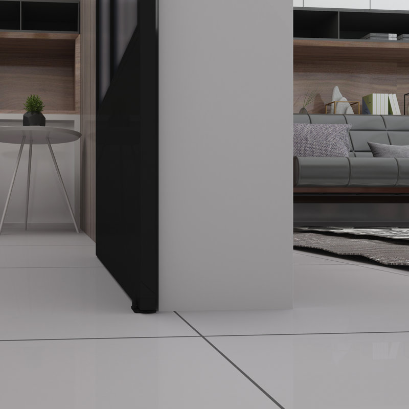 Nation Black Metal Barn Door with Frosted Glass Panels