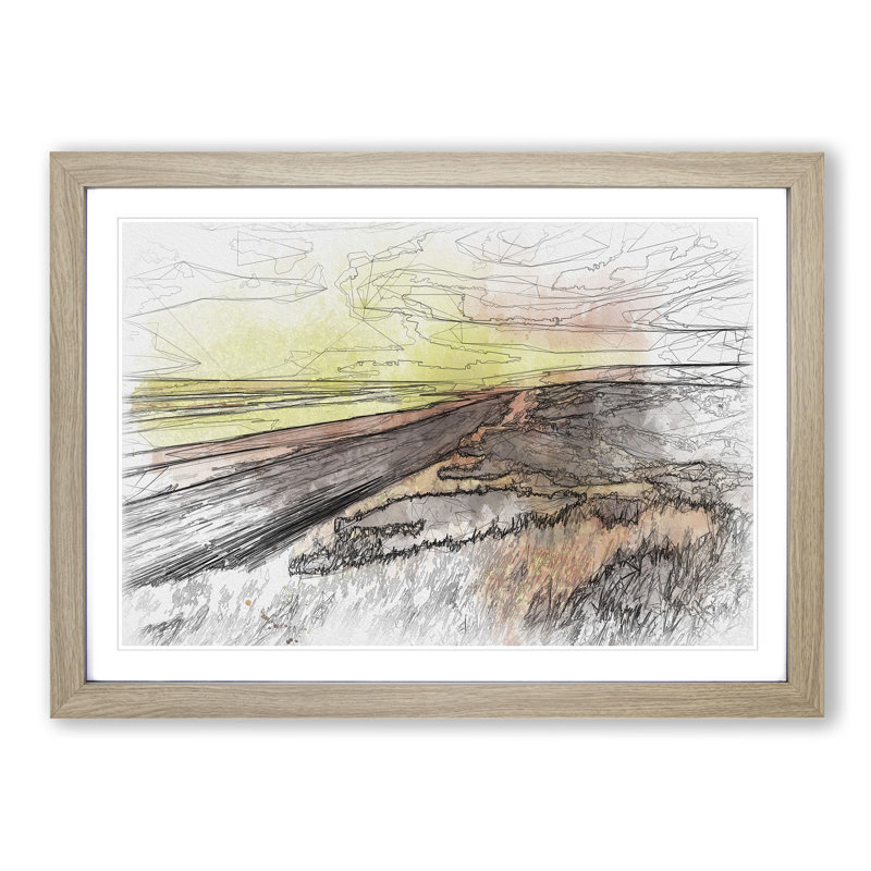 Over a Beach in New Zealand - Picture Frame Graphic Art Print, Oak Framed, 36cm H x 48cm W x 2cm D