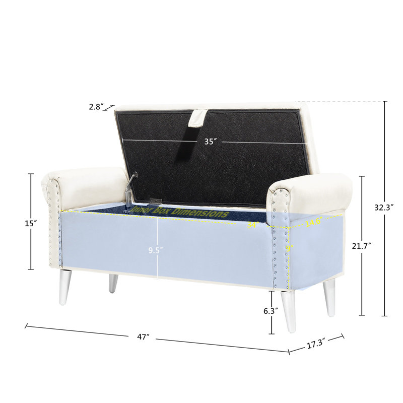 Banc de rangement à dessus rabattable avec repose-pieds en velours Dritarastra, Beige