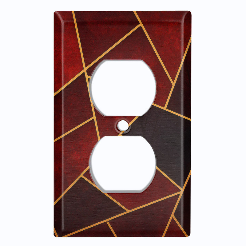 Couvercle de plaque d'interrupteur en métal; Bascule de taille standard 2 US - motif de carreaux rouges, # 4 Quad bascule
