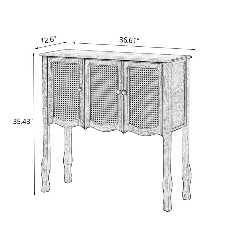 Console rectangulaire en bois massif noyer, H 35,43 po x l 36,61 po x P 12,6 po