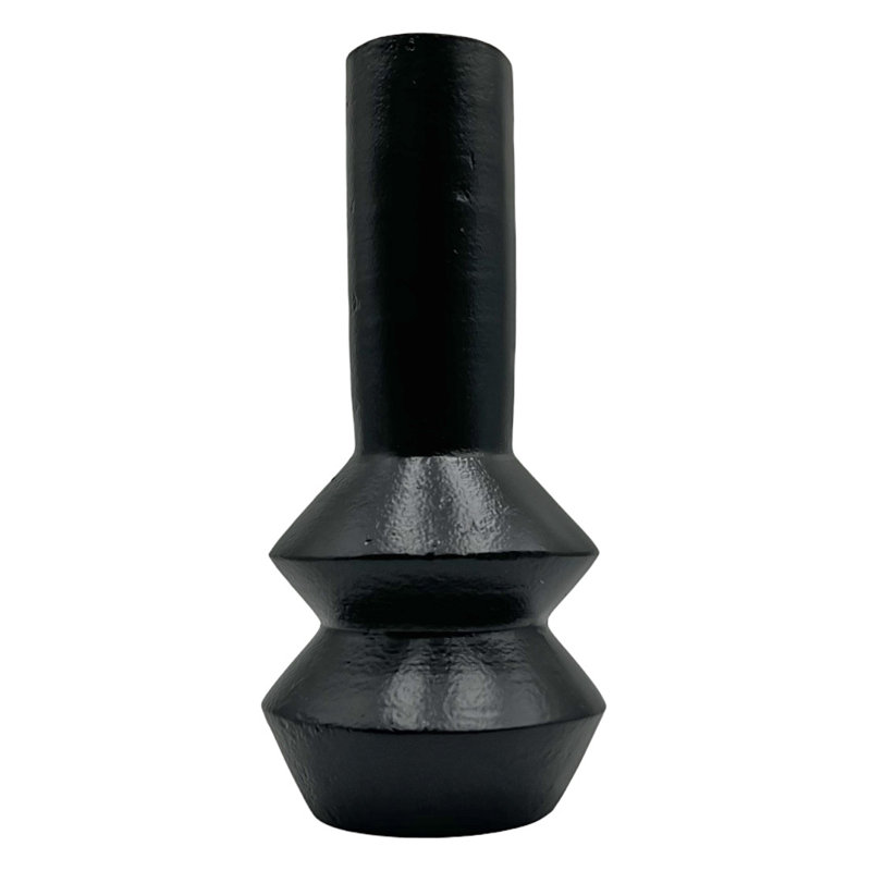 Kinzah Handmade Aluminum Table Vase, 12" H x 6" W x 6" D, Black