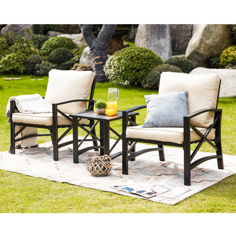 Derwent 2 - Person Patio Conversation Set with Cushions, Khaki