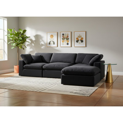 Kirstey Velvet L-Shaped Sectional Reversible