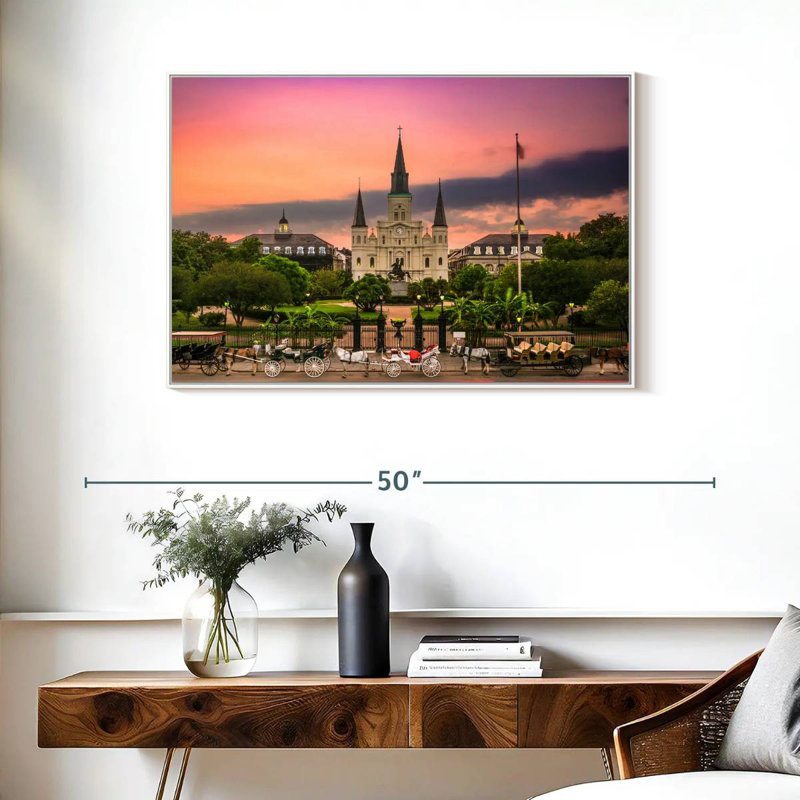 Cathédrale de la Nouvelle-Orléans, Cadre flottant blanc, 37 po x 25 po