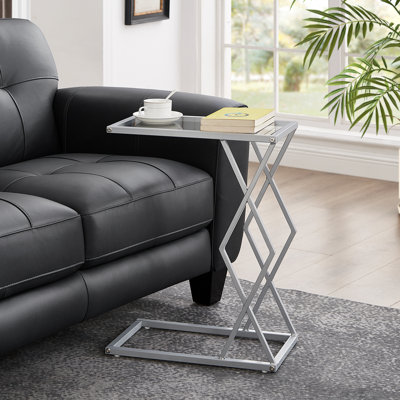 C-Shaped Accent Table,Glass Top End table