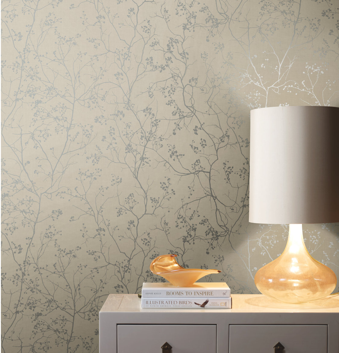 Swanson Wallpaper Double Roll, Taupe/Silver