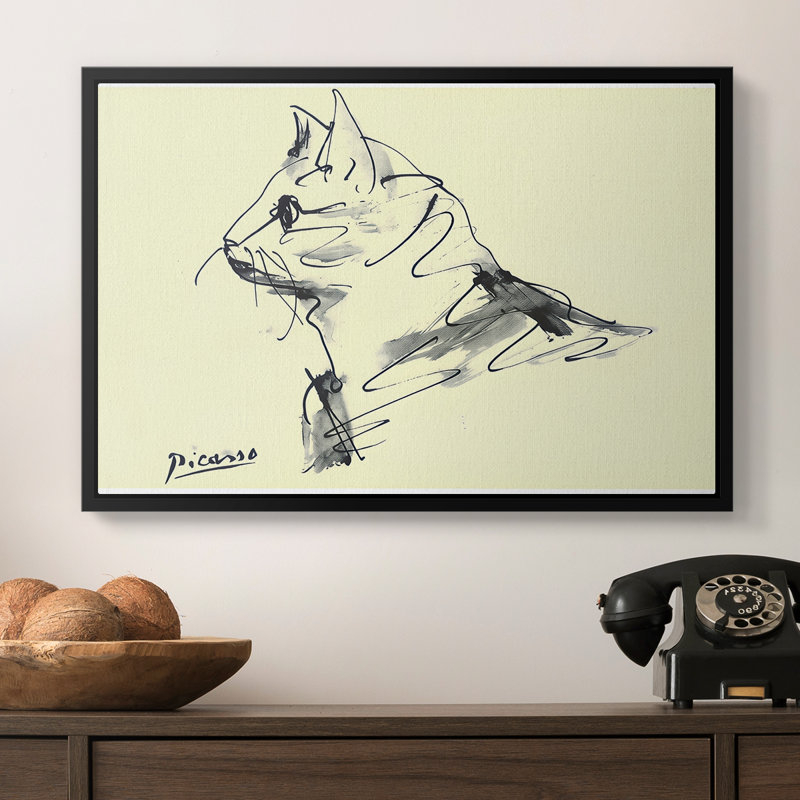 Chat (Le Chat), c. 1960 - Pablo Picasso, toile tendue avec châssis, 16 x 24, Noir