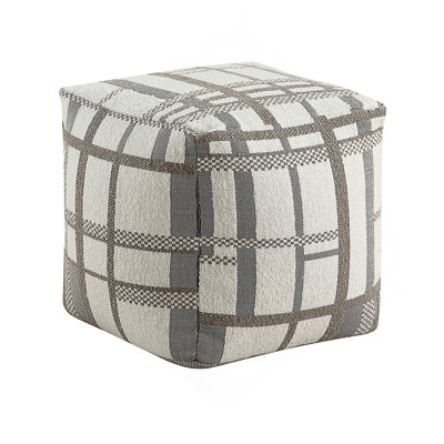 Square Pouf Multi-Color Jacquard Fabric Upholstery Modern Ottoman, Footstool, Non-Slip Floor Pouf, Bean Bag Chair, 1Pc Sitting Pouf