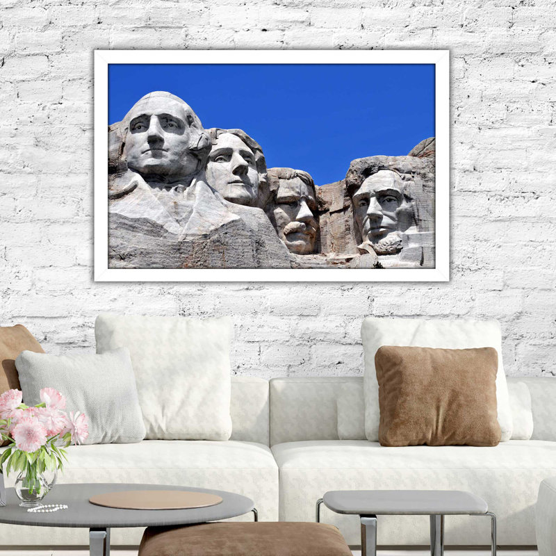 «Mount Rushmore South Dakota», reproduction de photo encadrée, H 33,5 po x l 49,5 po x P 1 po, Cadre blanc