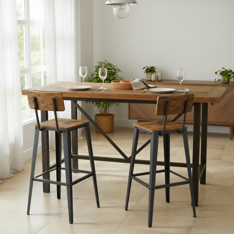 Aedyn 74cm Bar Stool, Rustic Brown/Black
