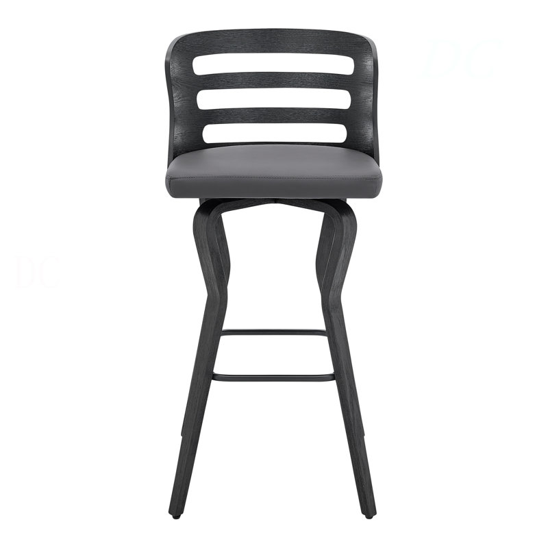 Tabouret de bar pivotant en similicuir et bois noir Lusera, Tabouret de bar (siège d'une hauteur de 30 po)