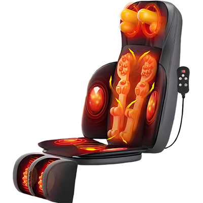 Masseur 3D pour le corps entier avec 3 niveaux d'intensité, fonction de chauffage et massage par pétrissage profond. Équipé d'un appareil de massage des pieds et des jambes détachable, il est idéal pour les épaules, le cou, le dos et les pieds. Parfait pour partager des moments de détente en famille!