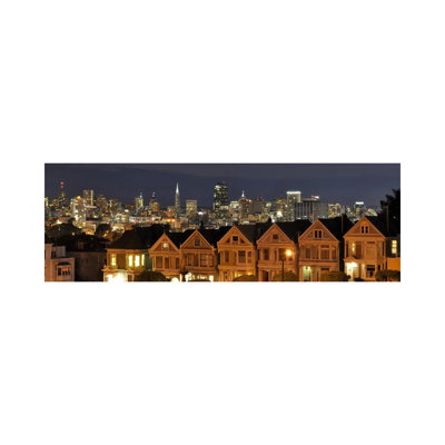 San Francisco Panoramic Skyline Cityscape (Night) - Wrapped Canvas Panoramic Print