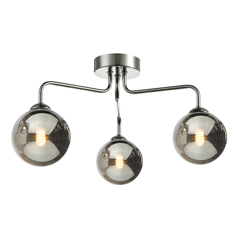 FEYA 3LT SEMI FLUSH GLS, Polished Chrome/Smoked