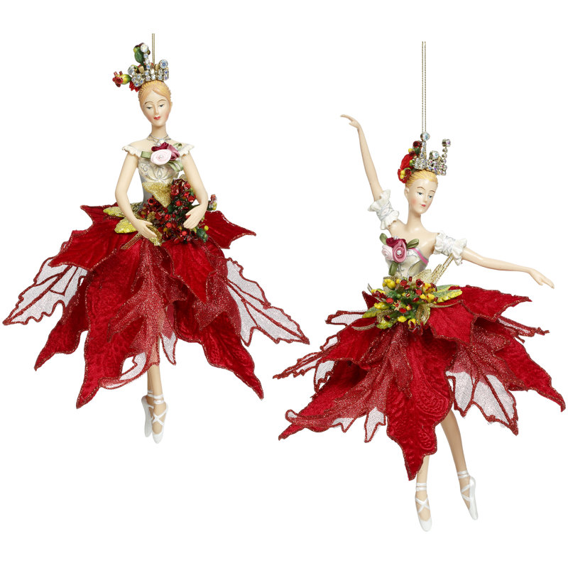 Ensemble de 2 ballerines décoratives rouges - 10 pouces