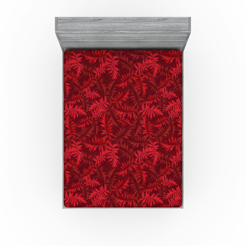 Drap-housse Ambesonne, Corail foncé, framboise / floral, Drap-housse très grand californien