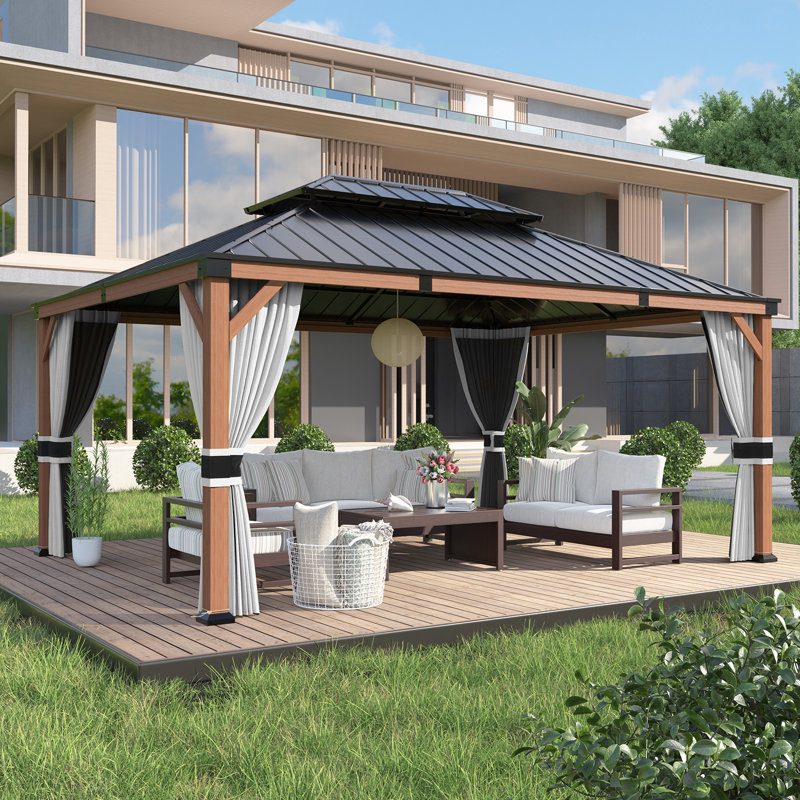 Pavillon de jardin en aluminium, H 121 po x l 195,6 po x P 147 po