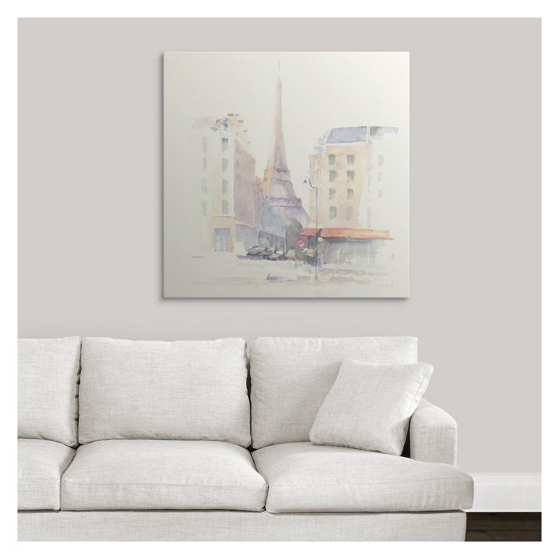 «Paris Morning Square», reproduction d'art Aimy, H 35 po x l 35 po x P 1,5 po, Toile