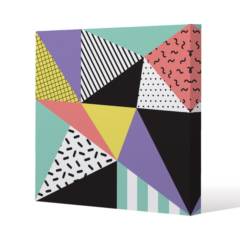 Retro Themed Geometrics Slim Style Canvas Print, 60 cm H x 60 cm W