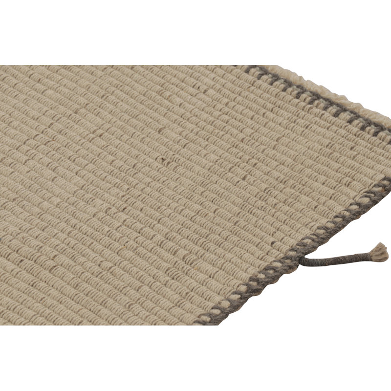 Rug & Kilim’S Accent Kilim, Square Rug In Textural Cream And Gray Stripes