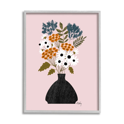«Bold Mixed Flowers Bohemian Spring Vintage Pot Stretched» par Anne Bailey Art