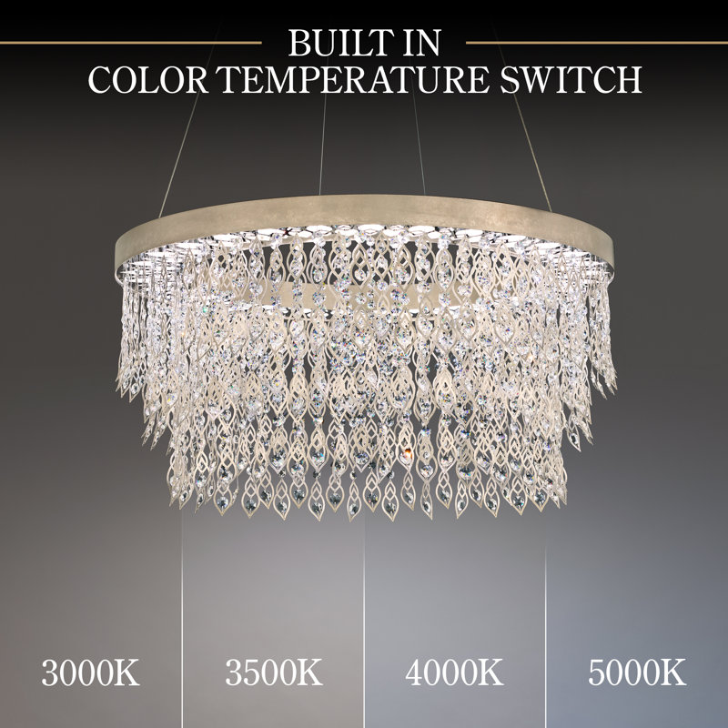 Pavona 1 Light Crystal LED Chandelier, Antique Silver