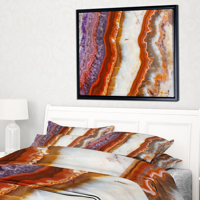 Corwin Abstract 'Colourful Stone Stripes' Graphic Art, 30" H x 40" W x 1.5" D, Floater Framed Canvas
