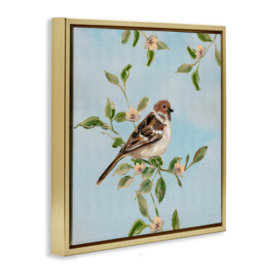 Perched Sparrow Upon Leaves