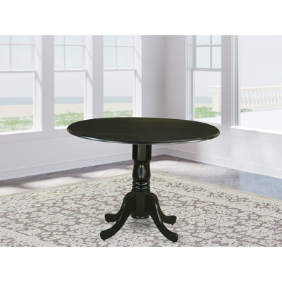Table de salle à manger Dublin - plateau de table rond en bois avec base Dropleaf et piédestal, noir brossé