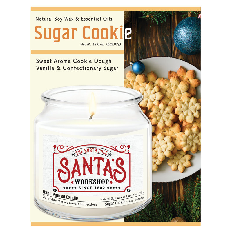 Pot à bougie en verre de 400 ml (14 oz) Santa's Workshop avec couvercle en métal argenté brossé
