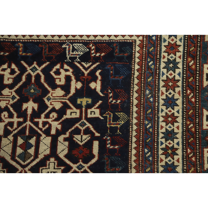 Tapis teinture de légumes antiques Kazak pré-1900 4 x 6